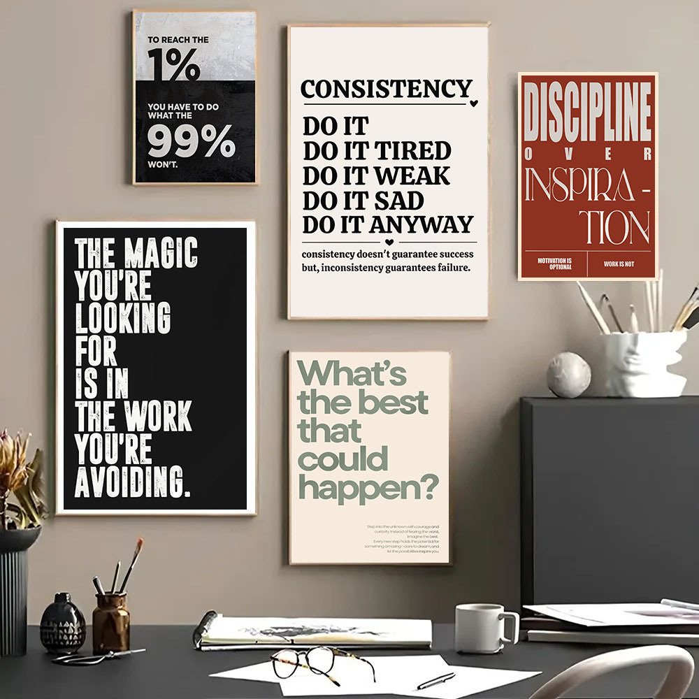 Home Office Room Inspiration - Minimalist Motivational Quotes Inspirational Discipline Art