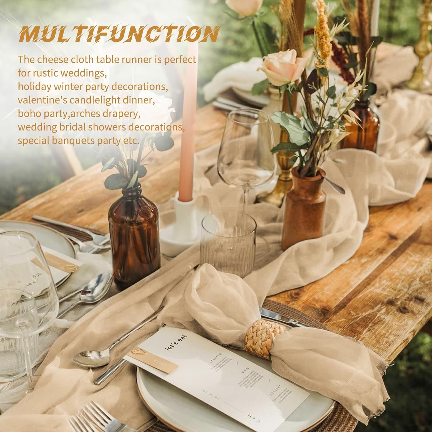 Home Office News - Beige Cheesecloth Table Runner Semi Sheer