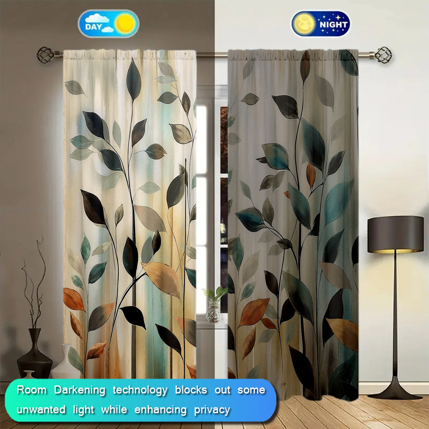 2 Panels Abstract Leaf Print C - Home Office Room Inspiration 评论和价格