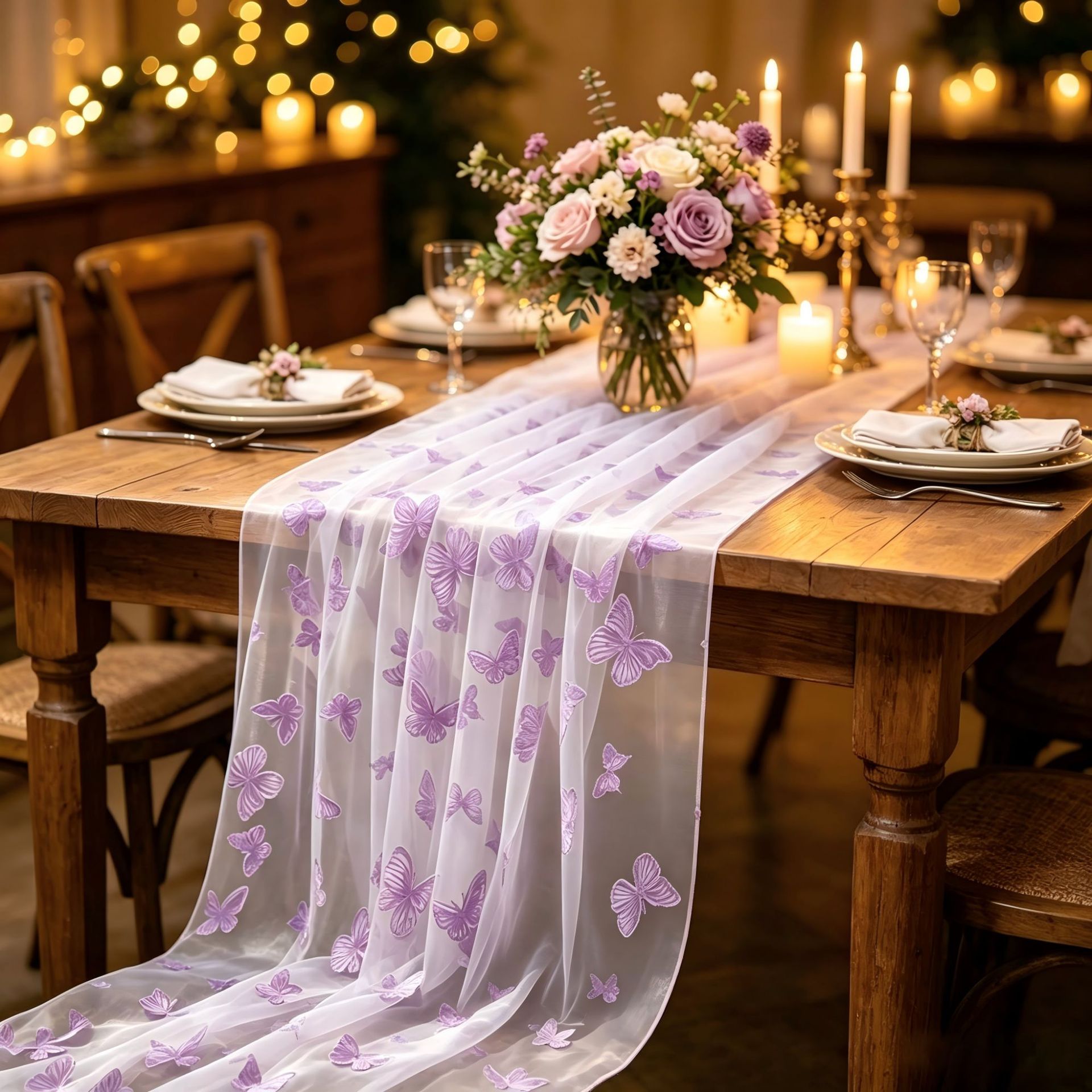 Nylon Tulle Flocked Butterfly  - Home Office News 评论和价格