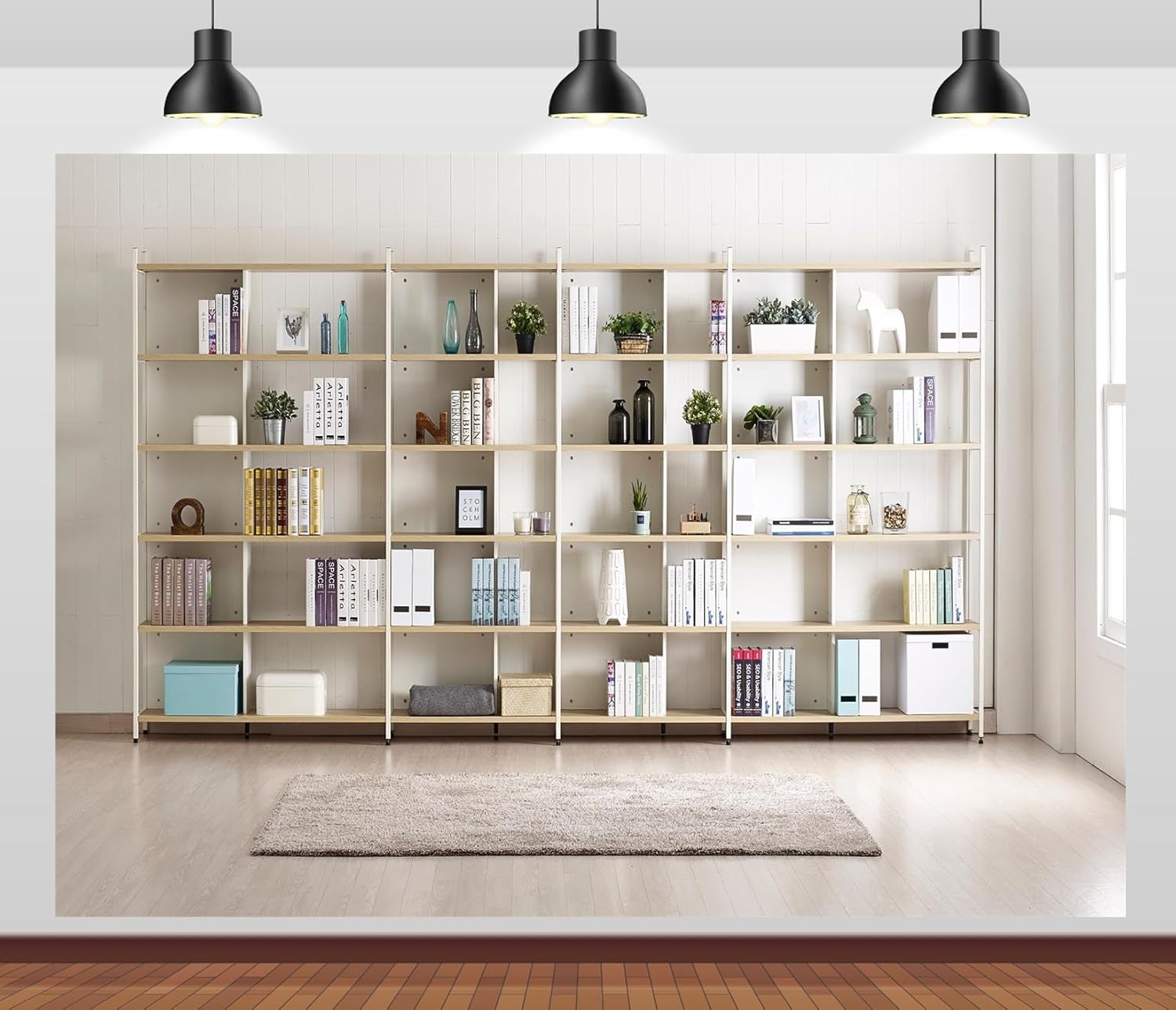 Bookshelf Photography Backdrop - Home Office Zoom Background Free 评论和价格