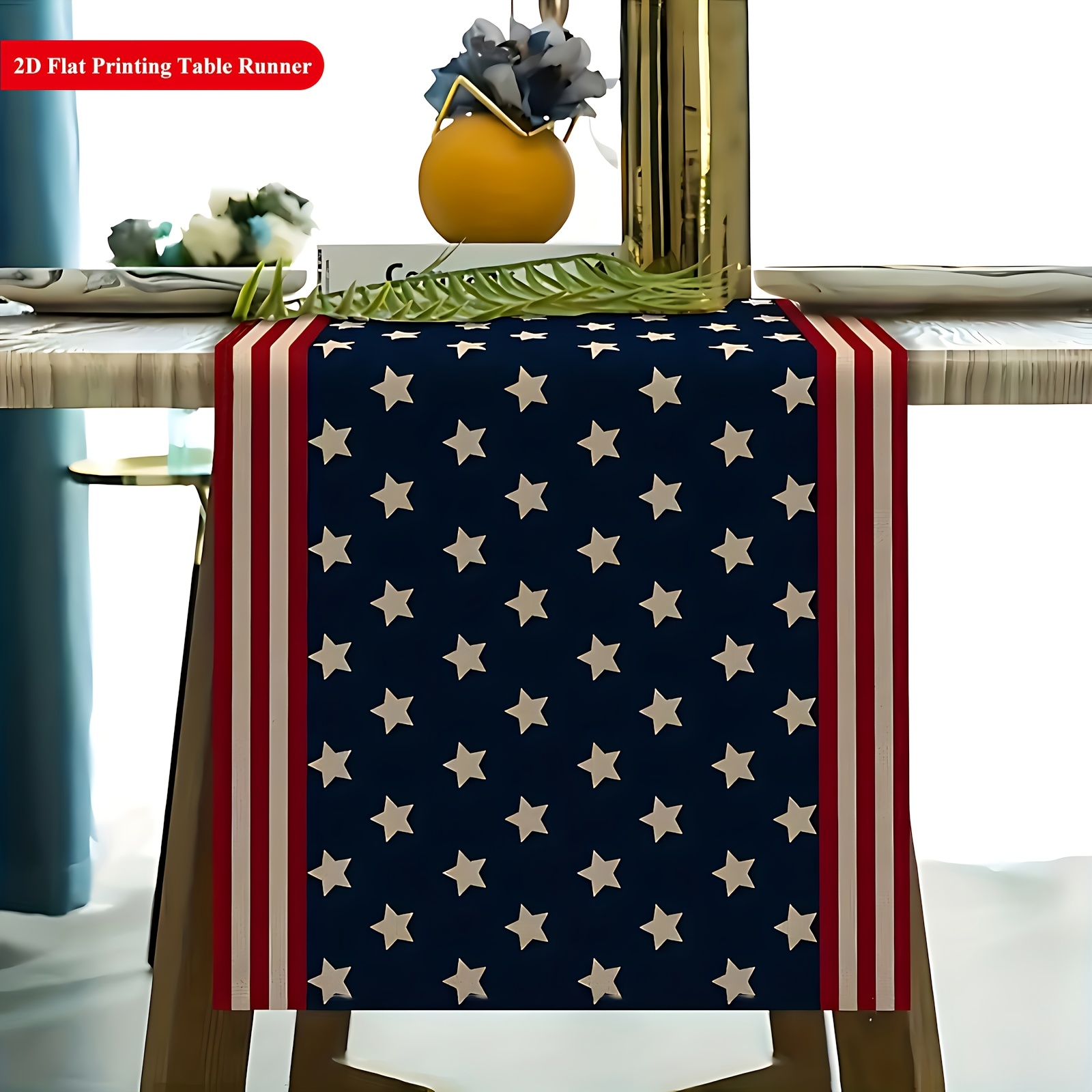 1pc Patriotic Table Runner, Po - Home Office News 评论和价格